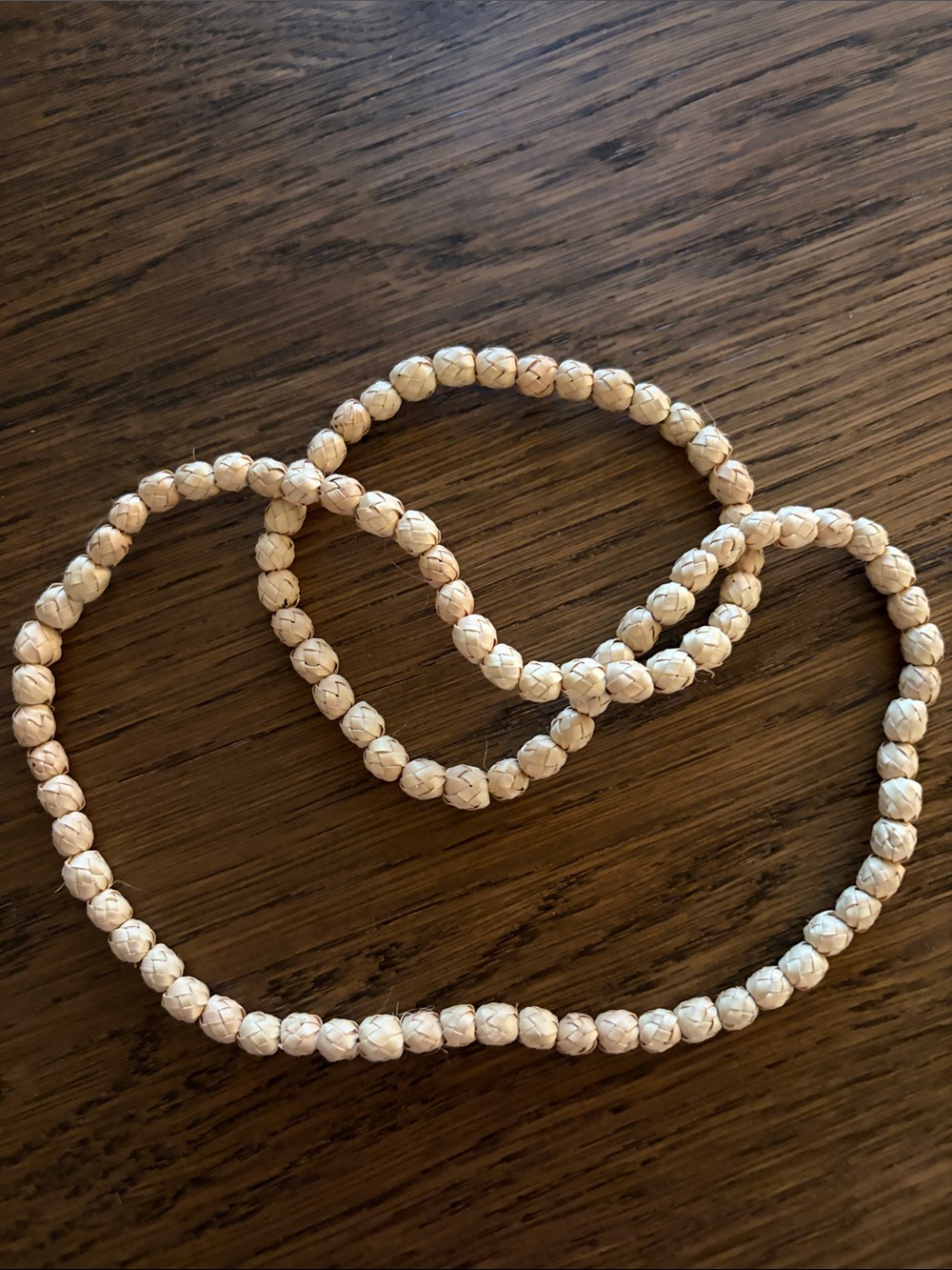 Tiny basket  palm Handcrafted Cream Beaded Women’s Necklace